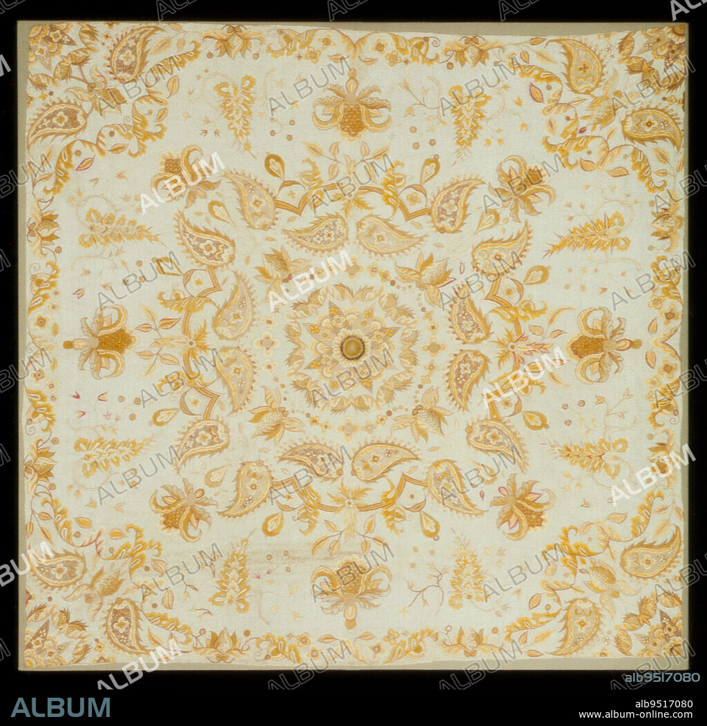 Coverlet, c. 1700, 61 x 61 in. (154.94 x 154.94 cm), Linen, silk; embroidery, including satin stitch, long and short stitch, brick stitch, couched cord, and french knots, India (probably) for the English market, 17th-18th century, Early homes consisted of a single large room in which all household activities took place. The first bedrooms were little more than a small closet where the lord of the 'manor' could go to escape the hubbub of domestic life and to conduct business in private. As landholders became more prosperous houses grew larger, and the number and size of bedrooms increased accordingly.