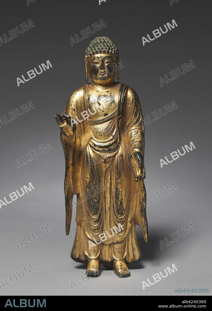 Statue of Amitabha, 800s. Korea, Unified Silla Kingdom (668-935). Gilt bronze; overall: 25.4 cm (10 in.); with tang: 26 cm (10 1/4 in.).