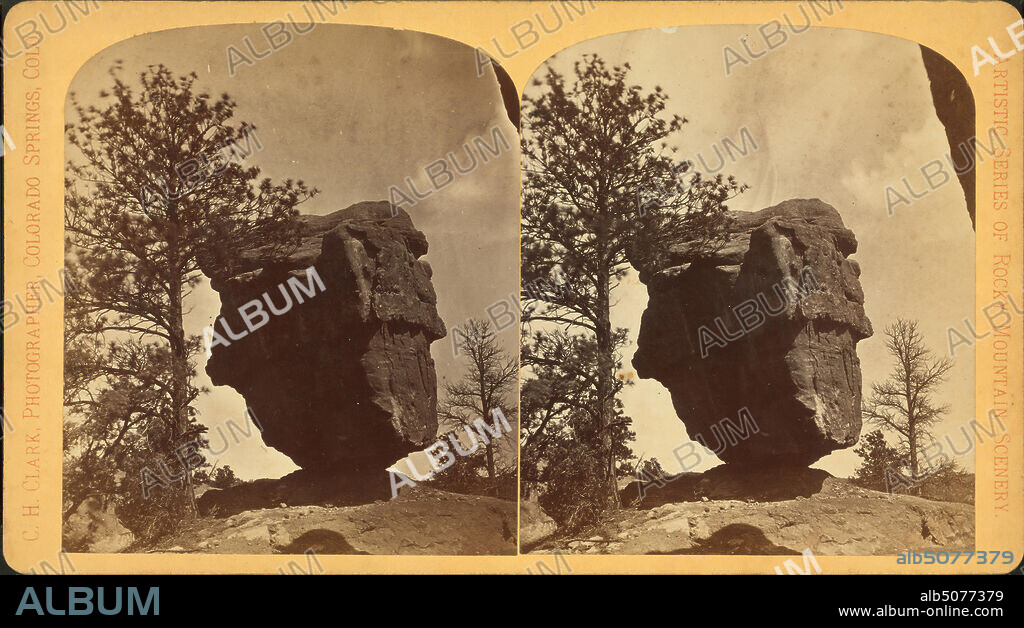 Balancing Rock. Garden of the Gods, located five miles from Colorado Springs., still image, Stereographs, 1850 - 1930, Clark, C. H. (Charles Henry) (b. 1847).
