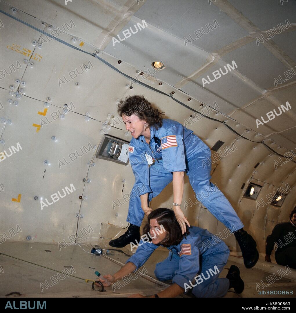 Teacher-in-Space trainees on the KC-135 for zero-G training. Sharon Christa McAuliffe, right, and Barbara R. Morgan, play leap-frog in the temporary weightlessness of the KC-135. Sharon Christa Corrigan McAuliffe (September 2, 1948 - January 28, 1986) was an American teacher from Concord, New Hampshire, and was one of the seven crew members killed in the Space Shuttle Challenger explosion. In 1985, she was selected from more than 11,000 applicants to participate in the NASA Teacher in Space Project and was scheduled to become the first teacher in space. As a member of mission STS-51-L, she was planning to conduct experiments and teach two lessons from Space Shuttle Challenger. On January 28, 1986, the shuttle broke apart 73 seconds after launch. After her death, schools and scholarships were named in her honor, and in 2004 she was posthumously awarded the Congressional Space Medal of Honor. Barbara Radding Morgan (born November 28, 1951) is an American teacher and a former NASA astronaut. She participated in the Teacher in Space program as the backup to Christa McAuliffe for the ill-fated STS-51-L mission of the Space Shuttle Challenger. She then trained as a Mission Specialist, and flew on STS-118 in August 2007.