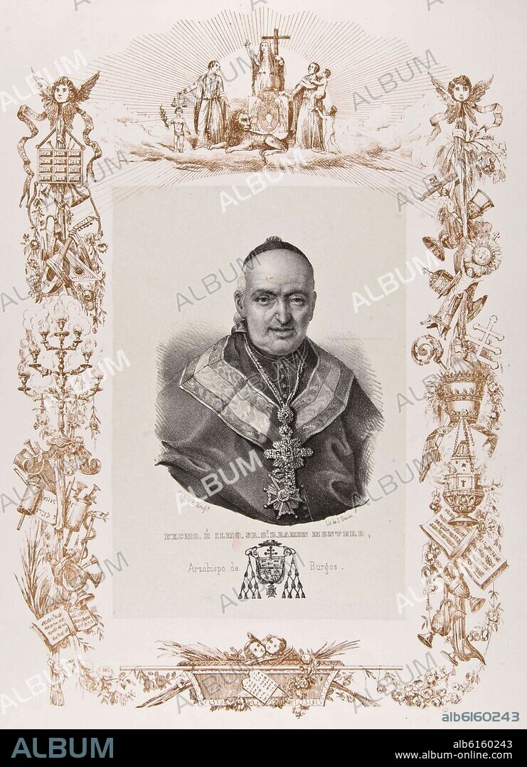 LUIS CARLOS LEGRAND. RETRATO DE RAMON MONTERO ARZOBISPO DE BURGOS - LITOGRAFIA DE J DONON - 1829.