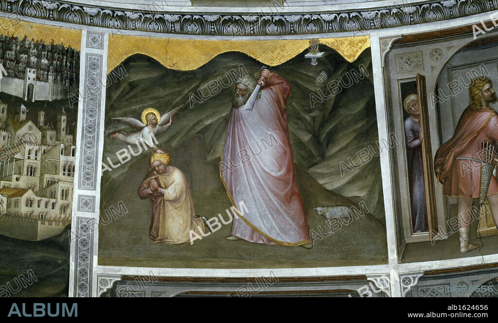 Abraham and the Sacrifice of Isaac,  from Scenes from the Old Testament by Giusto de' Menabuoi,  fresco,  (Circa 1320 ?1391),  Italy,  Padua,  Padua Cathedral,  Baptistery.