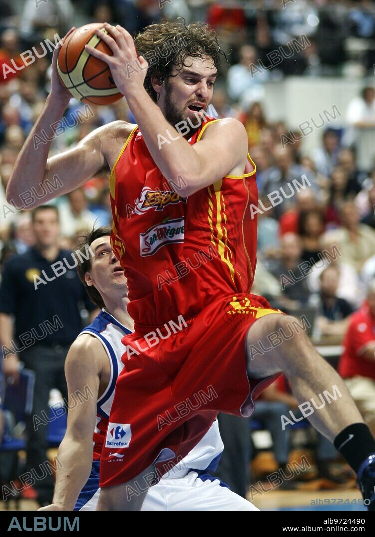 Madrid, 16.09.2007. El jugador de la selección Española de baloncesto
Pau Gasol durante la la final contra Rusia. España Perdió por 59-60.
Foto: Francisco seco.