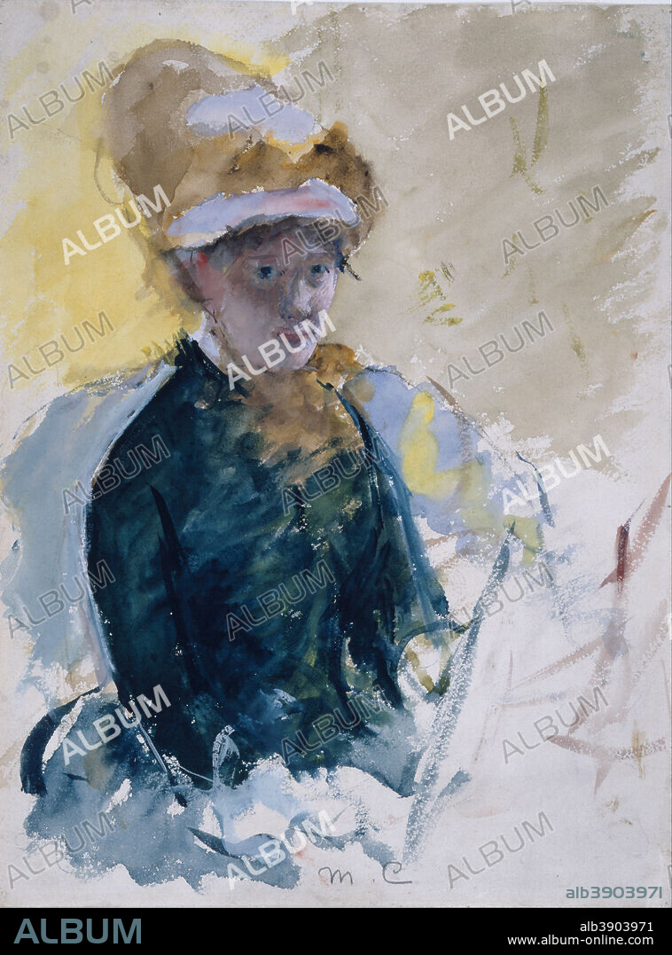 Mary Cassatt Self-Portrait. Date/Period: Ca. 1880. Painting. Gouache and watercolor over graphite on paper. Height: 327 mm (12.87 in); Width: 246 mm (9.68 in).