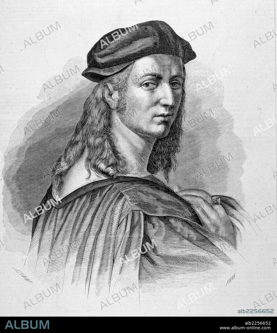 RAPHAEL. RAFAEL. RAFAEL SANZIO. PINTOR ITALIANO.1483-1520. GRABADO RETRATO. ILUSTRACION ESPAÑOLA Y AMERICANA.