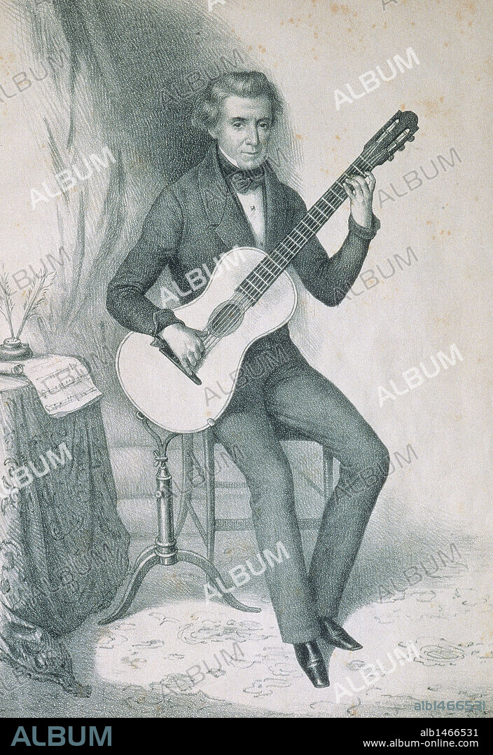 Garcia Aguado, Dionisio (1784-1849). Spanish guitarist and composer. Engraving.