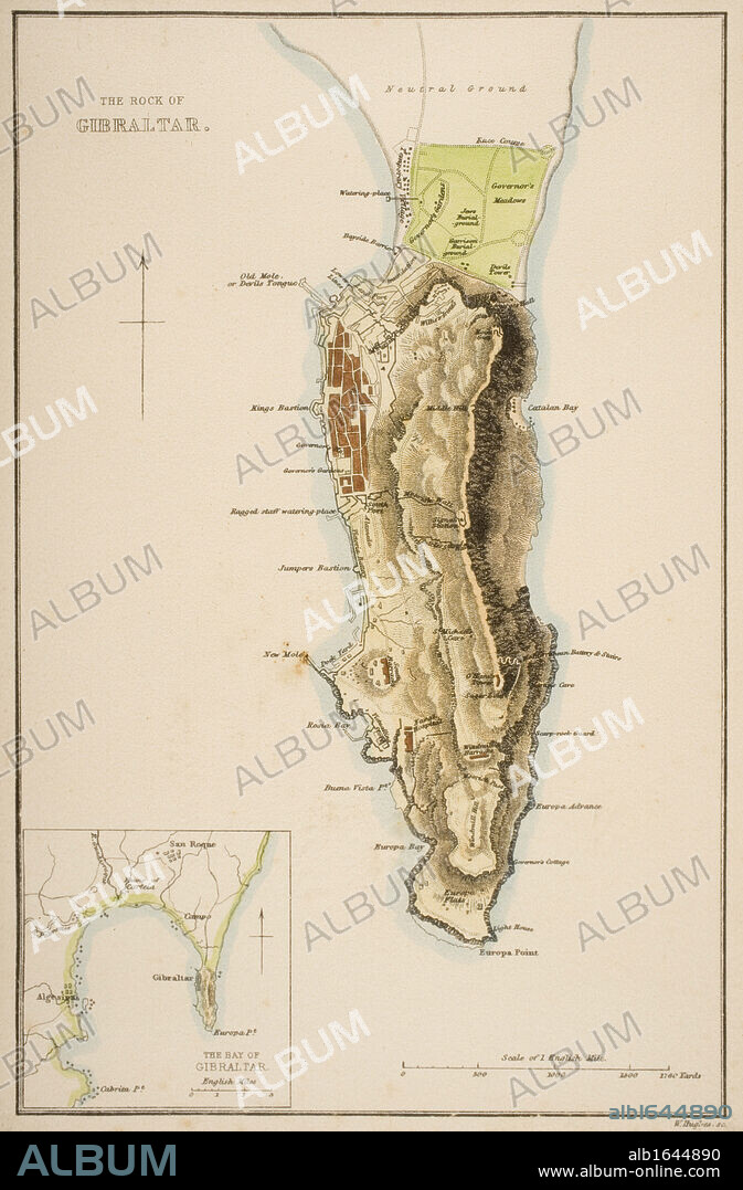 19th century map of The Rock of Gibraltar.