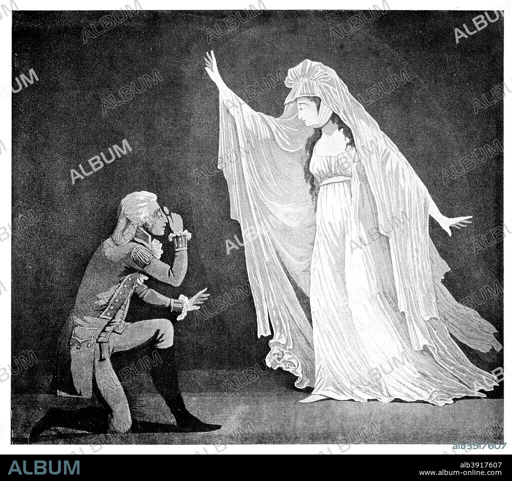 'The Castle Spectre and her ernest admirer', 1793. Scene from The Castle Spectre by Matthew Gregory Lewis. Illustration from Social Caricature in the Eighteenth Century ... With over two hundred illustrations by George Paston [pseudonym of Emily Morse Symonds], (London, 1905).