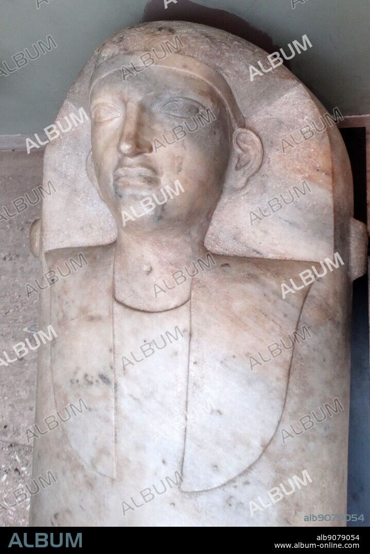 White marble anthropoid Phoenician Coffin in Greco-Egyptian style. Dated 5th Century BC.