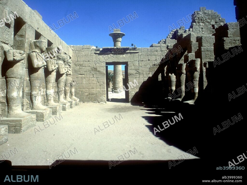 Court of Rameses III with statues of Osiris, Temple of Amun, Karnak, Egypt, 12th Dynasty, c12th century BC.