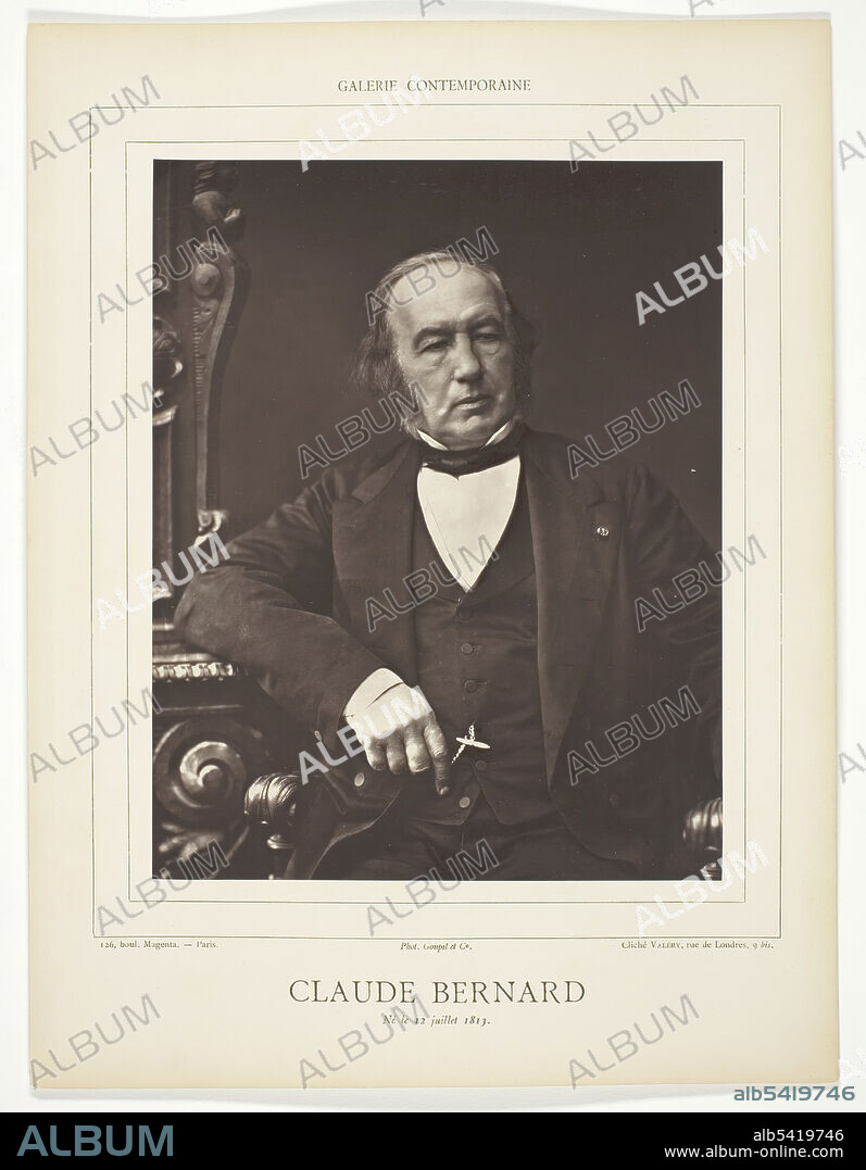 VALERY. Claude Bernard, [French physiologist], c. 1876. Woodburytype, from the periodical "Galerie Contemporaine Littéraire, Artistique" (1877), volume 4.