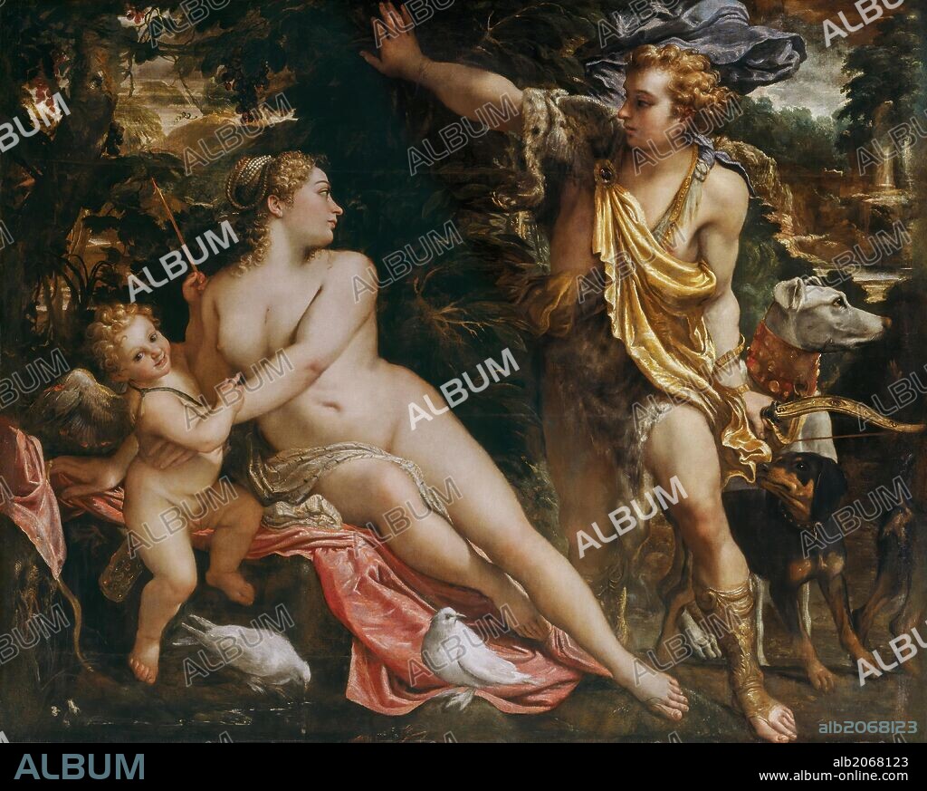 Annibale Carracci / 'Venus, Adonis and Cupid', ca.  1590, Italian School, Oil on canvas, 212 cm x 268 cm, P02631.