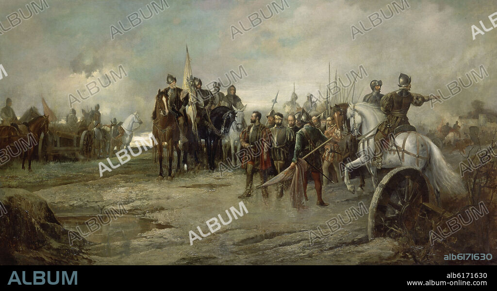 PICOLO Y LOPEZ MANUEL. BATALLA DE VILLALAR (1521) - HISTORICISMO ESPAÑOL - SIGLO XIX - O/L - 251X137 CM.