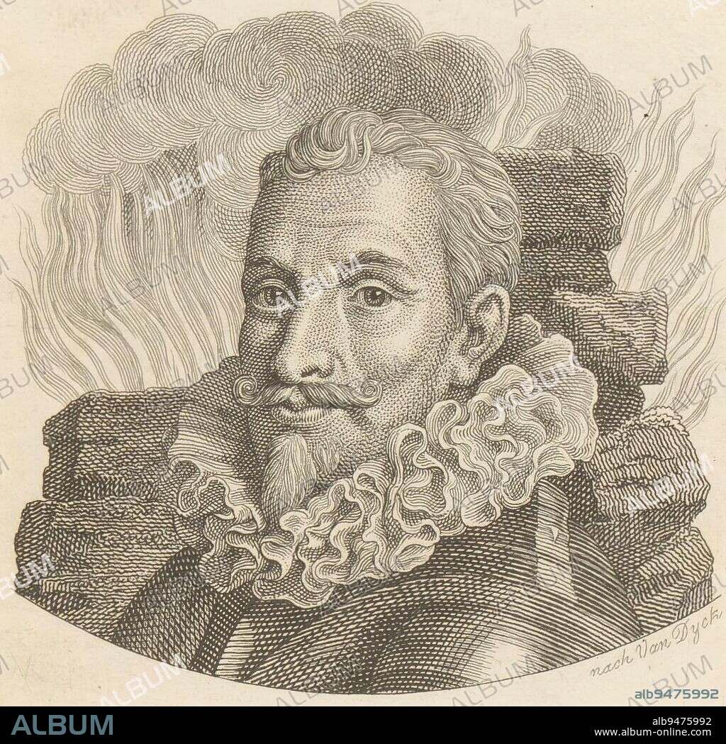 Portrait of Johan 't Serclaes, Count of Tilly, print maker: Ernst Ludwig Riepenhausen, Anthony van Dyck, (mentioned on object), 1775 - 1840, paper, engraving, h 95 mm - w 93 mm.