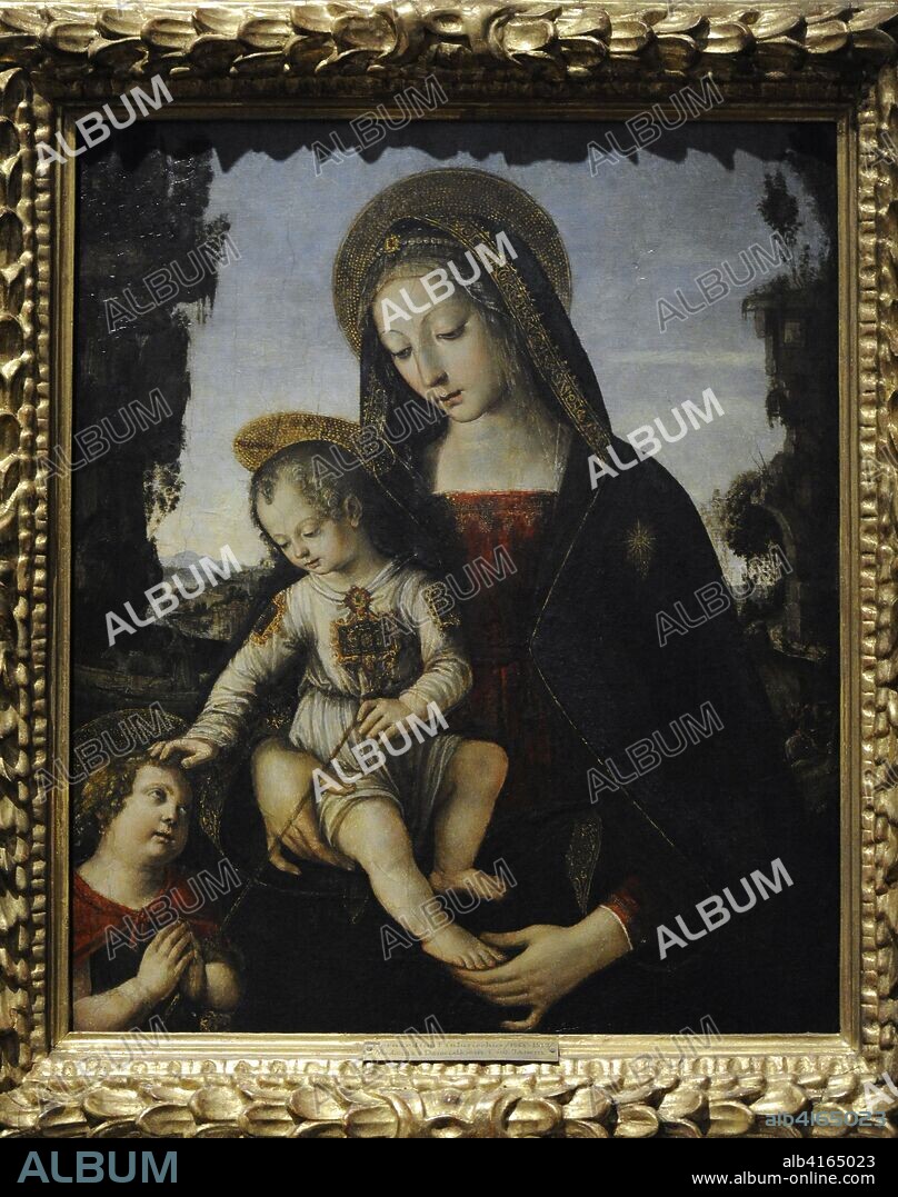 Bernardino di Betto, llamado Pinturicchio (h.1452-1513). Pintor italiano. Virgen con el Niño y San Juan Bautista. Museo Nacional de Varsovia. Polonia.