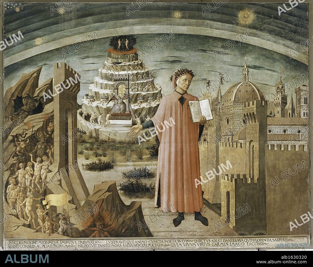 Dante and his Poem   Domenico di Michelino (1417-1491/Italian)   Santa Maria del Fiore, The Cathedral, Florence.