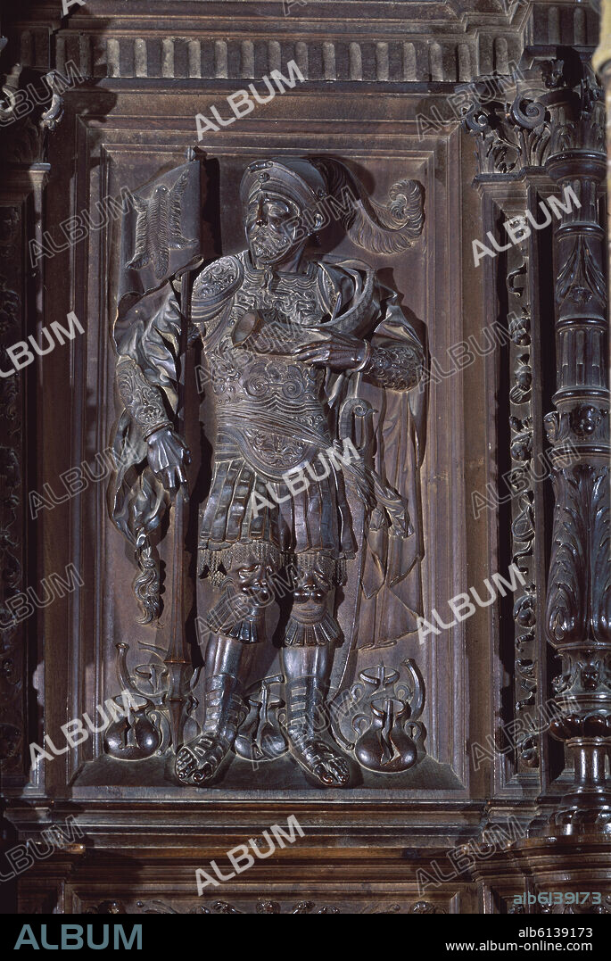 FELIPE BIGARNY (1475/1543). GEDEON - DETALLE DEL CORO ALTO DE LA CATEDRAL DE TOLEDO - SIGLO XVI - RENACIMIENTO ESPAÑOL.