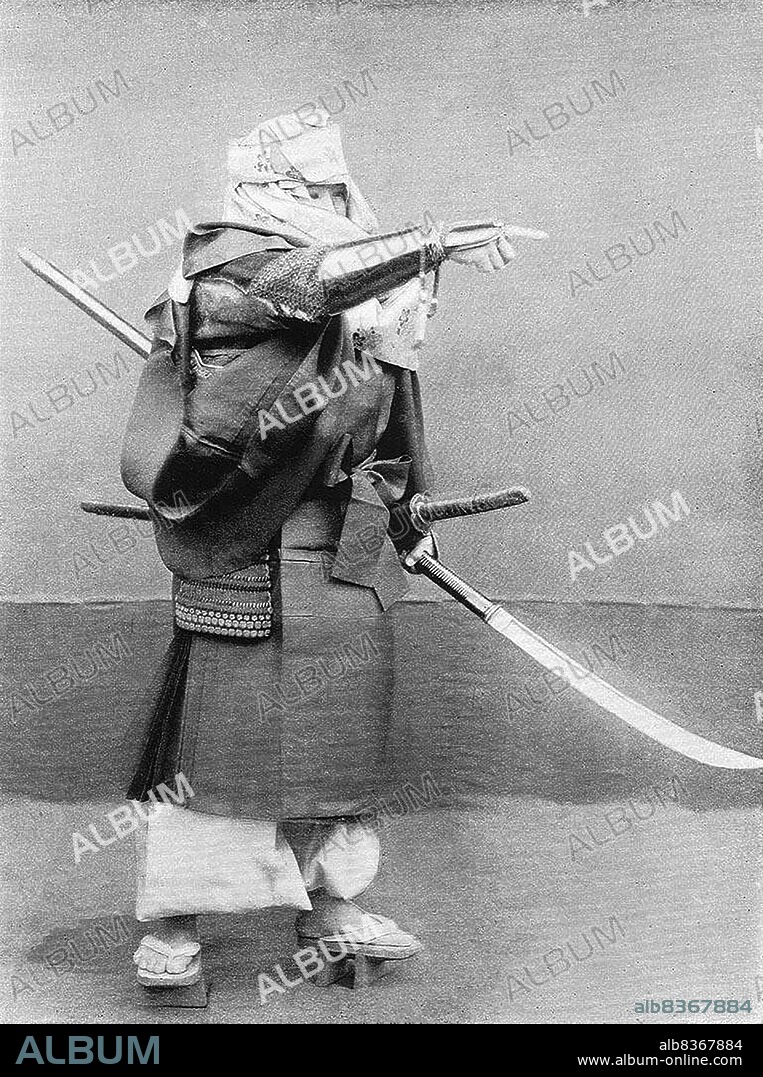 Japan: 'A Fighting Monk of the Kamakura Era'. Chemigraph from series 'Military Costumes in Old Japan' by Kazumasa Ogawa (1860-1929), 1893, Tokyo. Ogawa Kazumasa, also known as Ogawa Kazuma or Ogawa Isshin, was a Japanese photographer, chemigrapher, printer and publisher of the Meiji era. He was a pioneer in photomechanical printing and photography, and was born into the Matsudaira samurai clan, where he studied English and photography at the age of 15.