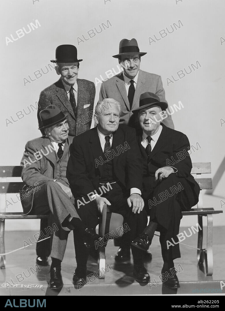 EDWARD S. BROPHY, JAMES GLEASON, PAT O'BRIEN and RICARDO CORTEZ in THE LAST HURRAH, 1958, directed by JOHN FORD. Copyright COLUMBIA PICTURES.