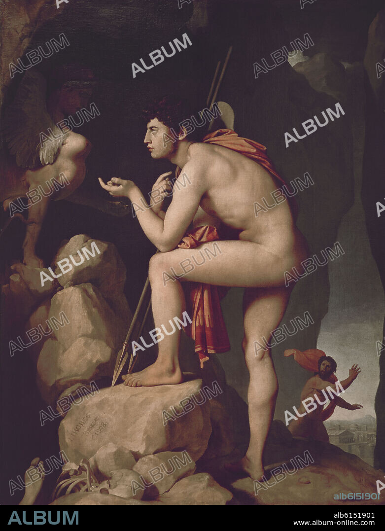 JEAN AUGUSTE DOMINIQUE INGRES. 'Oedipus and the Sphinx', 1808, Oil on canvas, 189 x 144 cm.