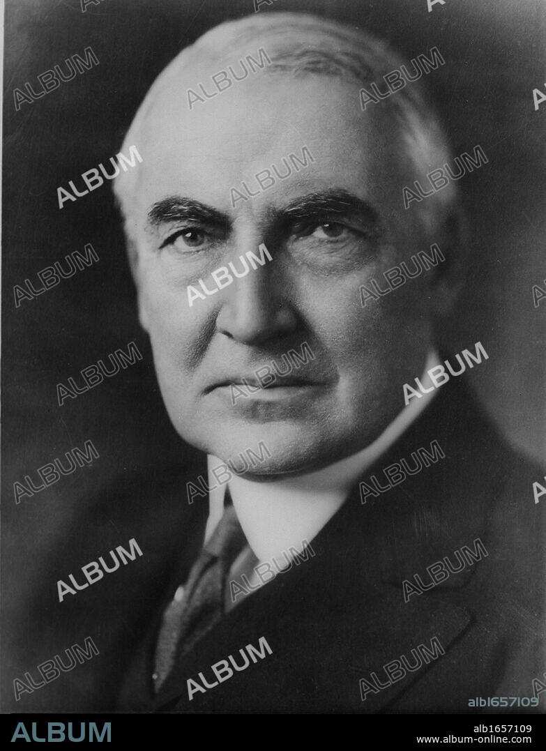 Warren Gamaliel Harding (1865-1923), 29th President of the United States of America 1921-1923. On 2 August 1923 suddenly he died while in the middle of a conversation with his wife.