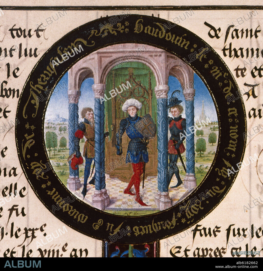 DREUX JEAN. CRONICAS DE LAS CRUZADAS- BALDUINO I REY DE JERUSALEN (1058-1018)- MANUSCRITO DEL SIGLO XV-Conj 77238.