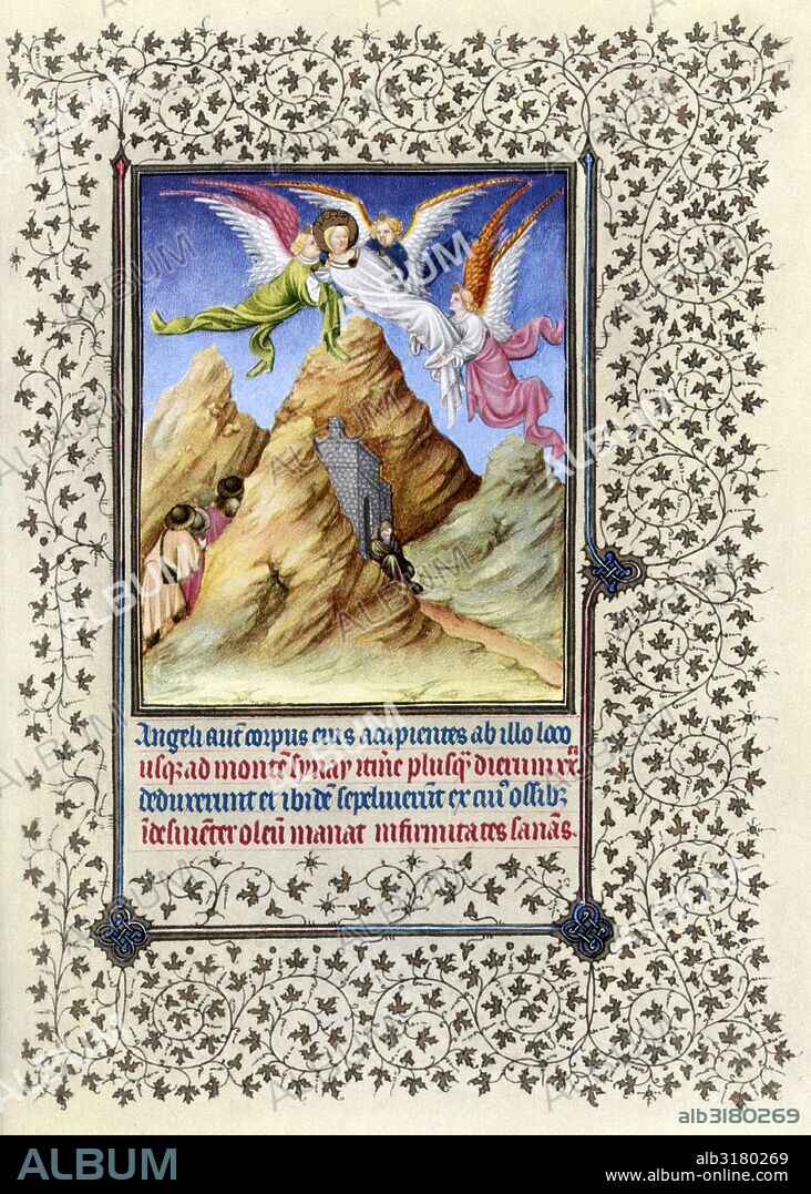 Illumination depicting the Story of Saint Catherine from the Belles Heures of Jean de France, Duc de Berry (The Beautiful Hours) an early 15th-century illuminated manuscript book of hours. Dated 15th Century.