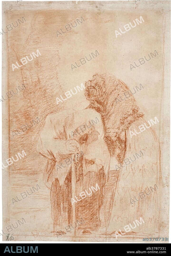 Francisco de Goya y Lucientes / 'Hush'. Ca. 1797. Red chalk on dark yellow laid paper.
