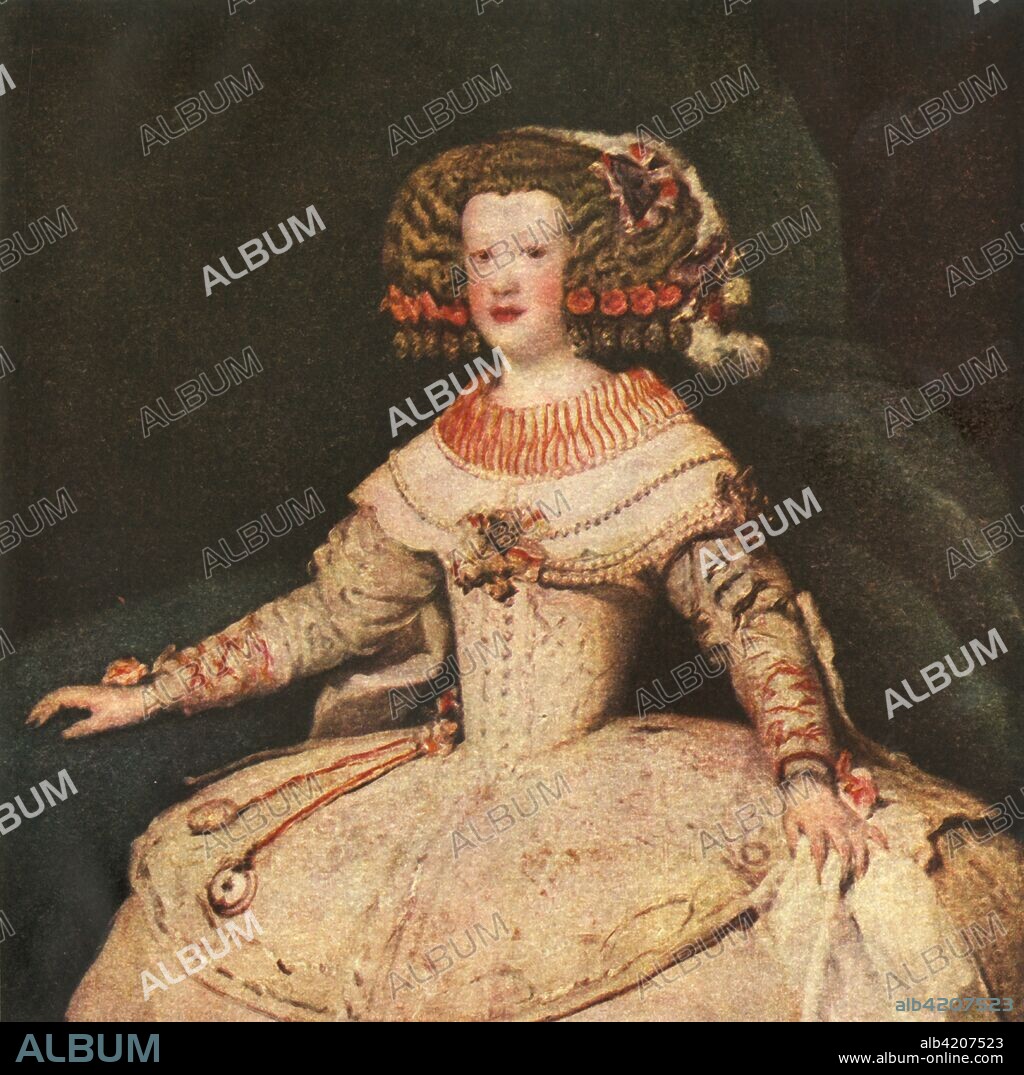'The Infanta Maria Teresa', c1653, (1938). Portrait of Maria Theresa of Spain (1638-1683), aged about 15. Detail of a painting in the Kunsthistorisches Museum, Vienna, Austria. Illustration from Spanish Painting, by E Harris. [John Gifford Limited, London, 1938].