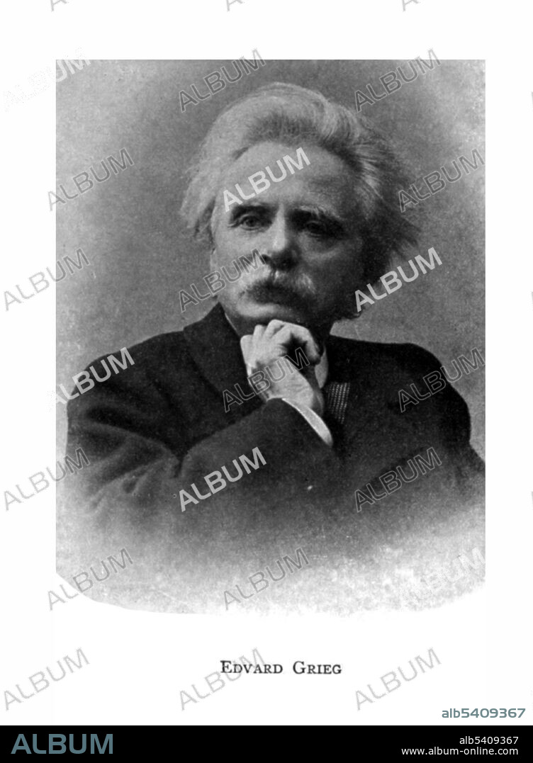 Edvard Hagerup Grieg (June 15, 1843 - September 4, 1907) was a Norwegian composer of the Romantic era and pianist. As a composer Edvard Grieg was fortunate to be a success while still alive and he became famous and relatively wealthy. He is best known for his Piano Concerto in A minor and Peer Gynt (which includes Morning Mood and In the Hall of the Mountain King). No photographer credited, undated (cropped and cleaned).