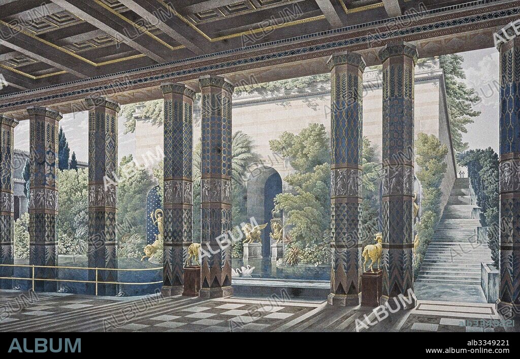 KARL FRIEDRICH SCHINKEL. The Orianda Palace in the Crimea. Perspective View of the Grand Pool to the North of the Imperial Garden Court.