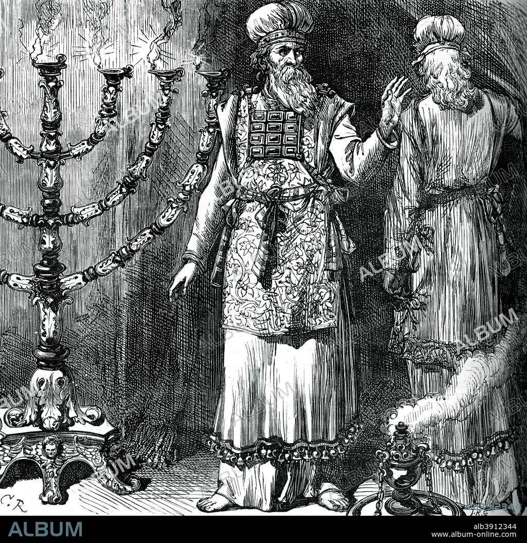 High priests, showing the ephod and linen robes, (c1880). The ephod was a ritual garment in the form of a breastplate, worn by Israelite (later Jewish) high priests of the Old Testament era.