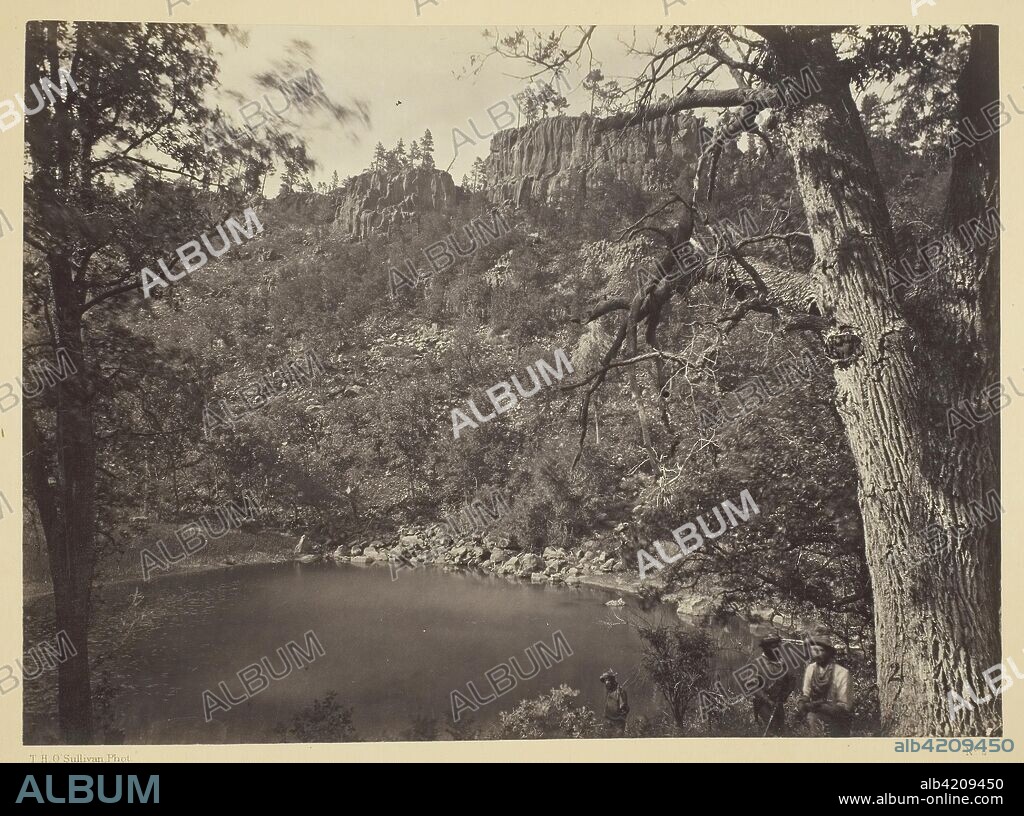 View on Apache Lake, Sierra Blanca Range, Arizona. Timothy O'Sullivan; American, born Ireland, 1840-1882. Date: 1873. Dimensions: 20.1 x 27.5 cm (image/paper); 39.4 x 49.9 cm (mount). Albumen print, from the album "Geographical & Geological Explorations & Surveys West of the 100th Meridian," vol. 1. Origin: United States.