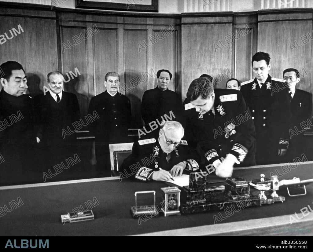 ANONYMOUS. The signature of the Sino-Soviet Treaty of Friendship, Alliance and Mutual Assistance, February 14, 1950.