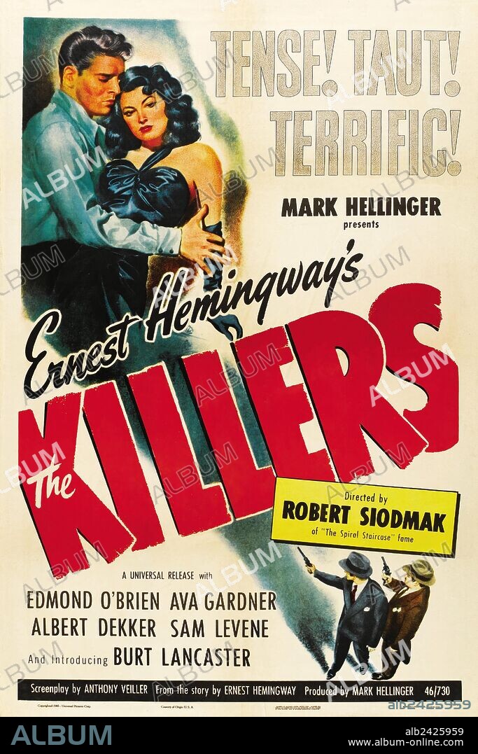 Poster of THE KILLERS, 1946, directed by ROBERT SIODMAK. Copyright UNIVERSAL PICTURES.