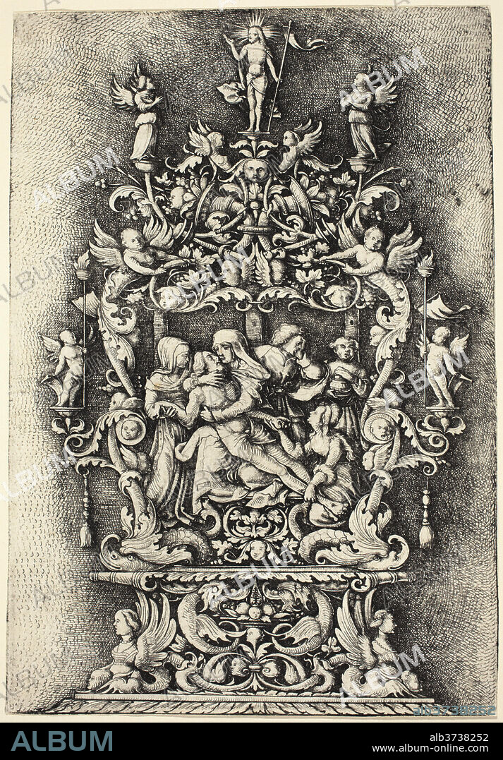 DANIEL HOPFER. Reliquary with Pietà. Dimensions: sheet (trimmed to plate mark): 22.6 x 15.6 cm (8 7/8 x 6 1/8 in.). Medium: etching (iron), plate bitten twice.