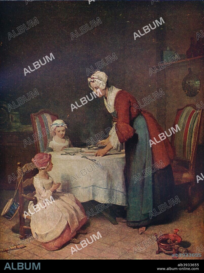 Le Benedicite (Grace before Meat), c1740. After an oil painting by Jean-Baptiste-Simeon Chardin (1699-1779). From A History of Painting Vol. VI [T. C. and E. C. Jack, London & Edinburgh, 1911].