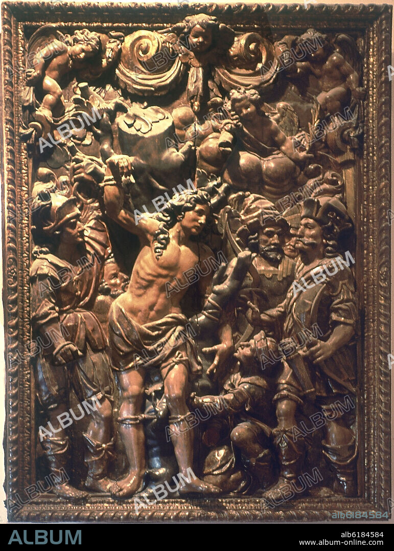 RELIEVE CON EL MARTIRIO DE SAN SEBASTIAN - SIGLO XVII - BARROCO CATALAN.