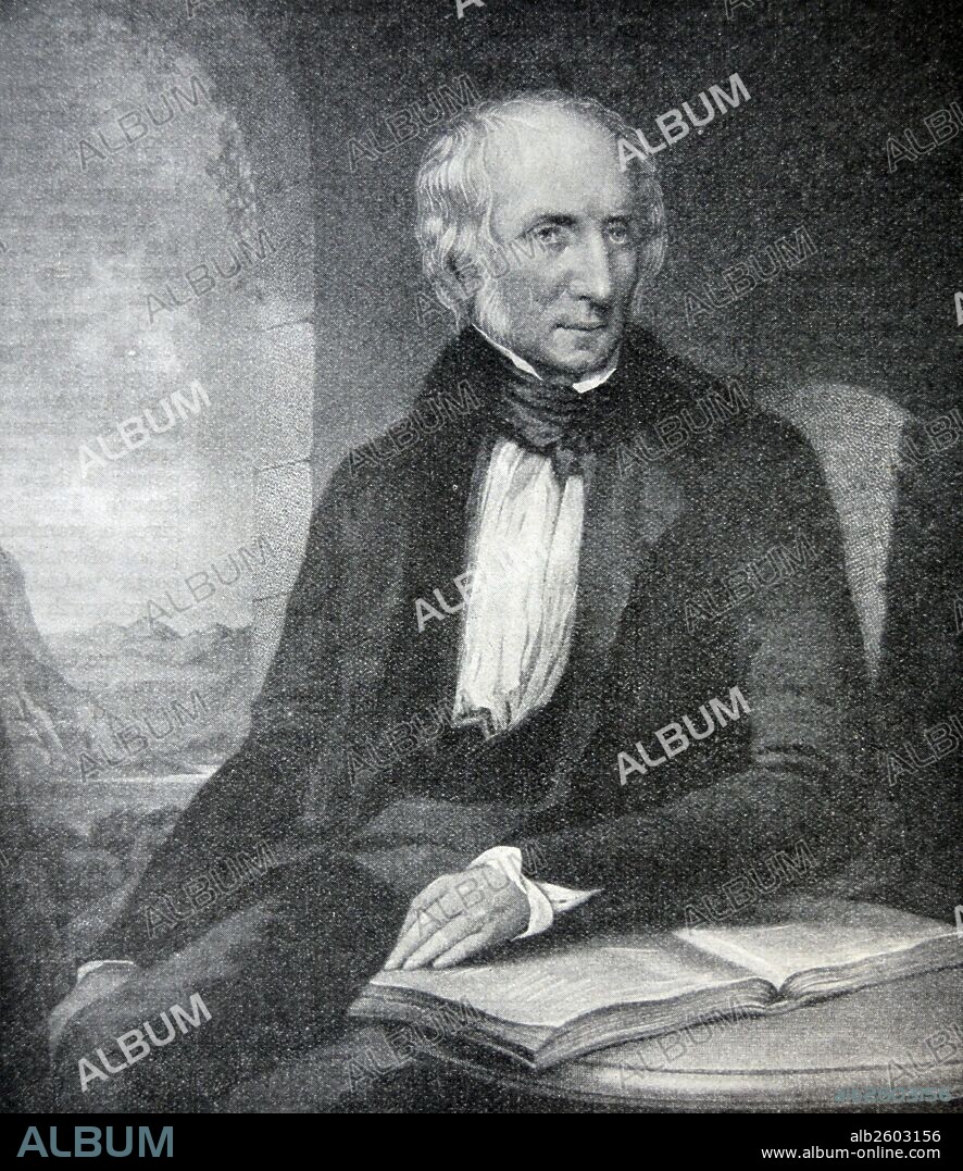 Portrait of William Wordsworth (1770-1850) was a major English Romantic poet who, with Samuel Taylor Coleridge, helped to launch the Romantic Age in English literature with the 1798 joint publication Lyrical Ballads. Dated 19th century.
