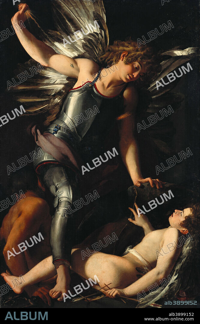 GIOVANNI BAGLIONE. The Divine Eros Defeats the Earthly Eros. Date/Period: Ca. 1602. Painting. Oil on canvas. Height: 183.4 cm (72.2 in); Width: 121.4 cm (47.7 in).