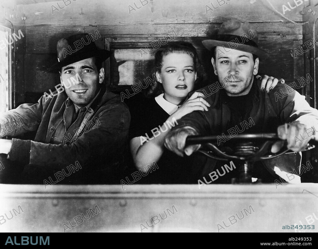 ANN SHERIDAN, GEORGE RAFT y HUMPHREY BOGART en LA PASIÓN CIEGA, 1940 (THEY DRIVE BY NIGHT), dirigida por RAOUL WALSH. Copyright WARNER BROTHERS.