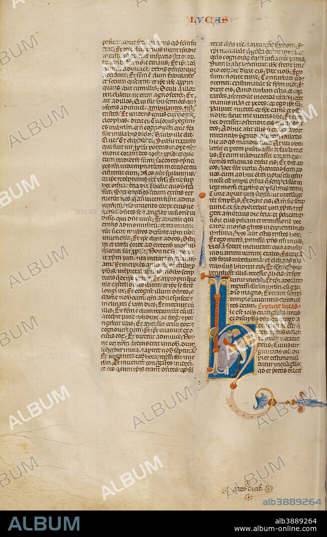 UNKNOWN. Initial H: Saint Jerome. Date/Period: Ca. 1280 - 1290. Folio. Tempera colors, gold leaf, and ink on parchment. Height: 375 mm (14.76 in); Width: 248 mm (9.76 in).