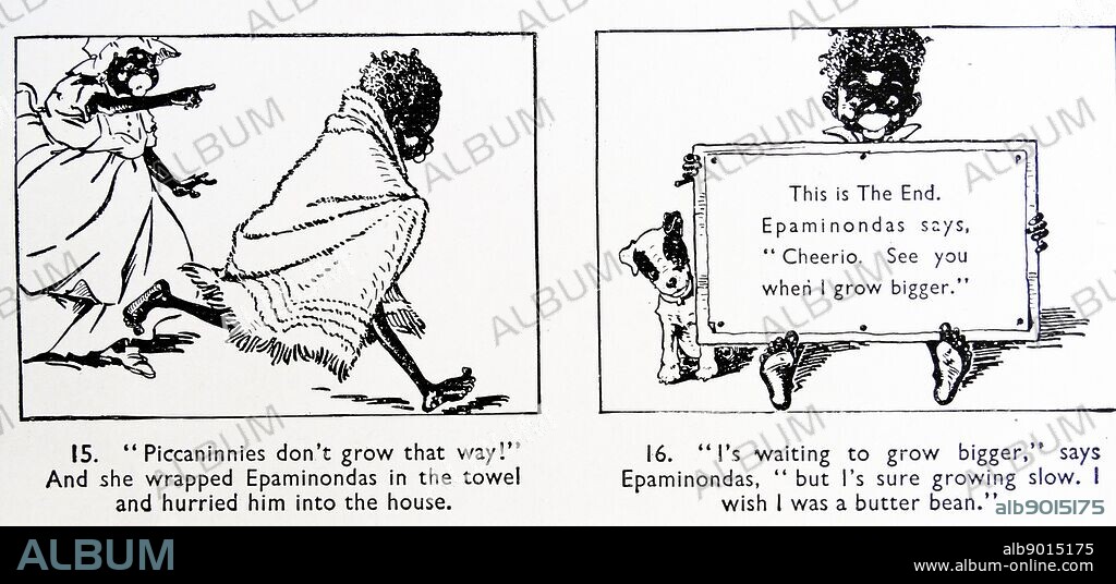 Epaminondas and his Auntie ' series of books for young children written by Sara Cone Bryant and illustrated by Inez Hogan. published in 1907. The Epaminondas character is a young black boy, and the stories are based on folk tales from the Southern states of the U.S. illustrated with stereotypes of African-Americans, the Epaminondas books have been criticised as having racist overtones and stereotypes.