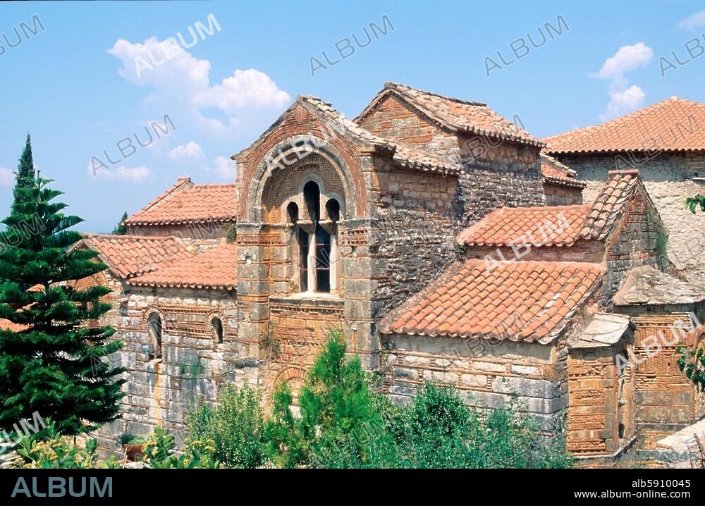 Arta (Epirus, Griechenland), Klosterkirche Kato Panagia bei Arta (erbaut im 13. Jh.). Außenansicht. Foto, August 2006.