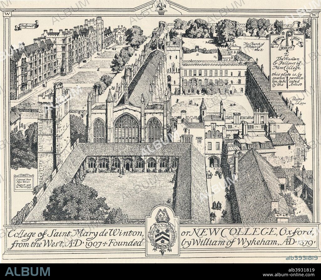 'New College, Oxford', c1905. From The Studio Volume 64. [London Offices of the Studio, London, 1915].