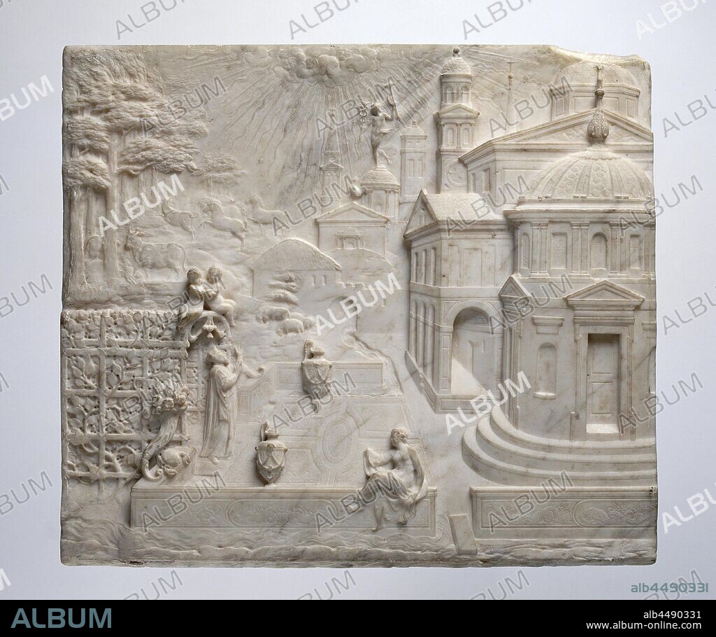 Landscape with Numa Pompilius and the Nymph Egeria, Alexander Colin (attributed to), c. 1600, marble (rock), h 38 cm × w 43.5 cm × d 2.2 cm × w 10.2 kg.