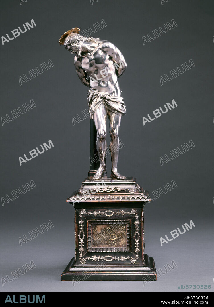 ALESSANDRO ALGARDI. Christ at the Column. Dated: model c. 1630s, cast probably mid 17th century. Dimensions: overall (height without base): 21.9 cm (8 5/8 in.)  overall (height with base): 36.8 cm (14 1/2 in.). Medium: silver.