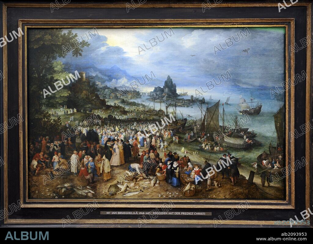 ARTE BARROCO. FLANDES. Jan Brueghel el Viejo (Bruselas, 1568-Amberes, 1625). Pintor flamenco. "Jesus predicando en el puerto", 1598. Detalle. Alte Pinakothek (Pinacoteca Antigua). Munich. Alemania.