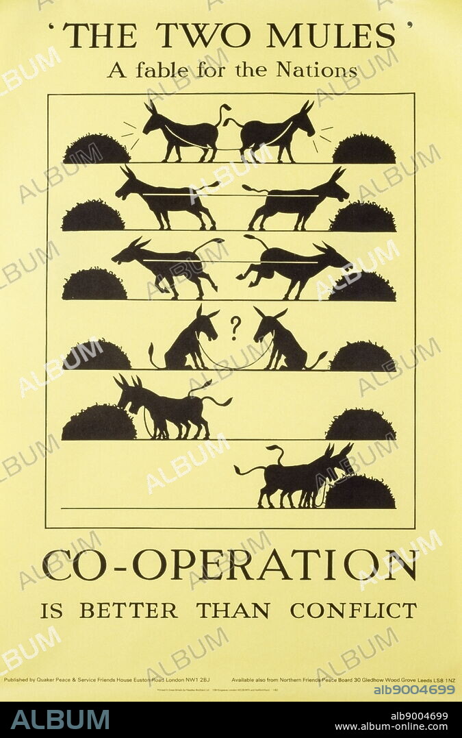 Co-operation is better than conflict' Quaker Peace organisation, British anti-Cold War, propaganda poster 1970.