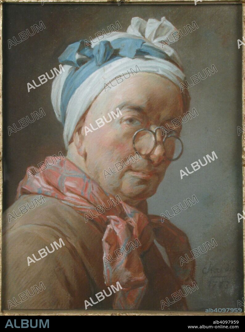 JEAN-BAPTISTE-SIMEON CHARDIN. Self-portrait with spectacles.